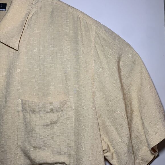 Brandini 100% Silk Mens Short Sleeve Shirt Preppy Formal Vacation Size Large - Picture 3 of 15
